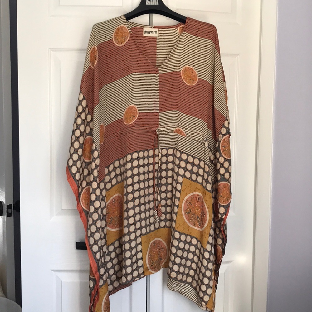 Aanya Short Recycled Kaftan Dress, orange/gray